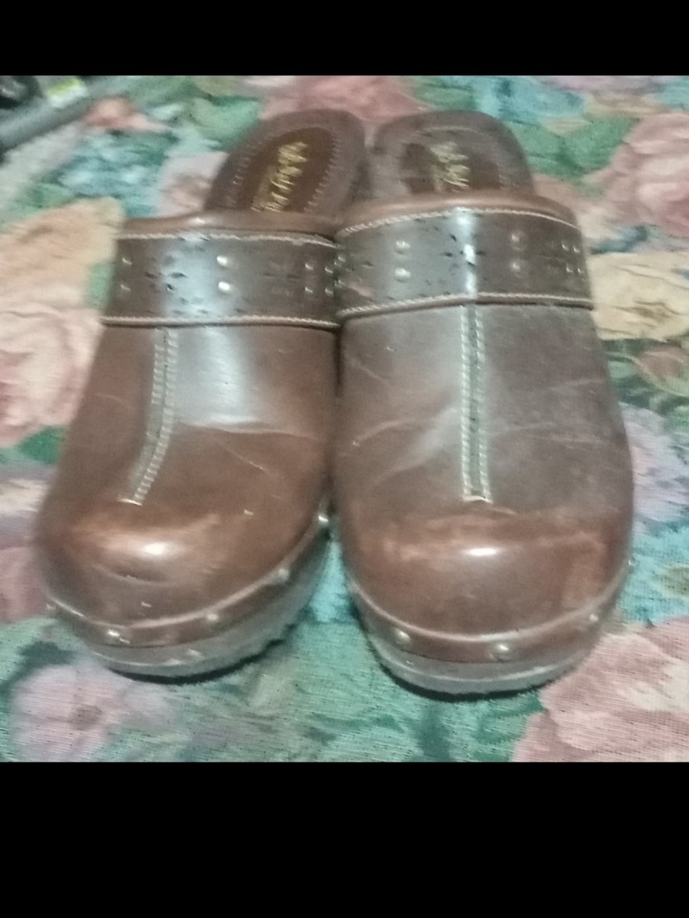 Brown Women's Leather Clog Mules -